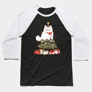 Funny Christmas Tree Cat Baseball T-Shirt